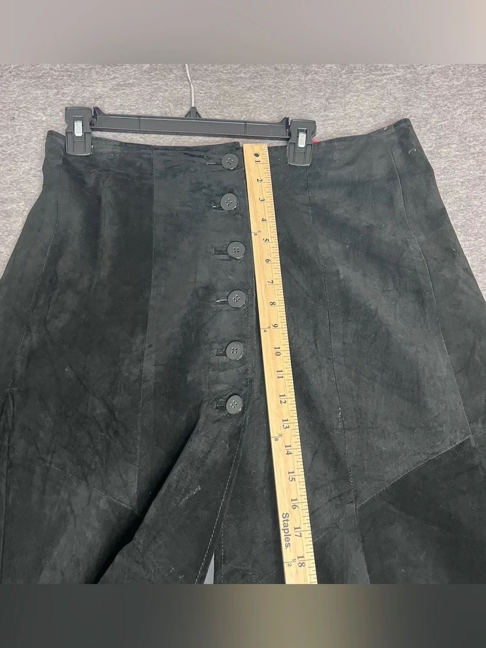 Vintage Black Suede 100% Genuine Leather Maxi Skirt Vintage Size 14 Long Western
